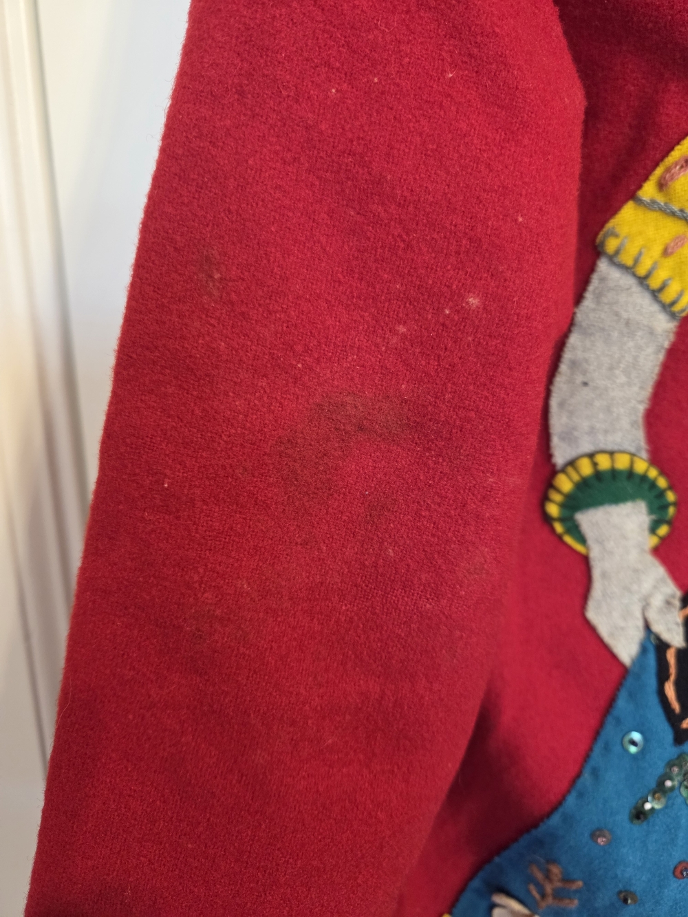 Vintage Red Embroidered Folk-Style Jean Jacket - Picture 9 of 12